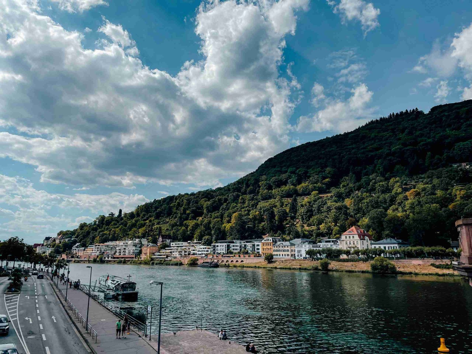 A view of the river from the Old Bridge in Heidelberg, one of our stops during this road trip