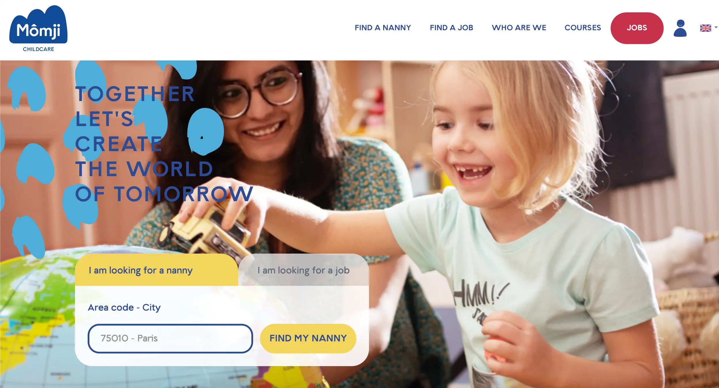 A screenshot of the babysitting agency Momji - the company I nanny for in France 