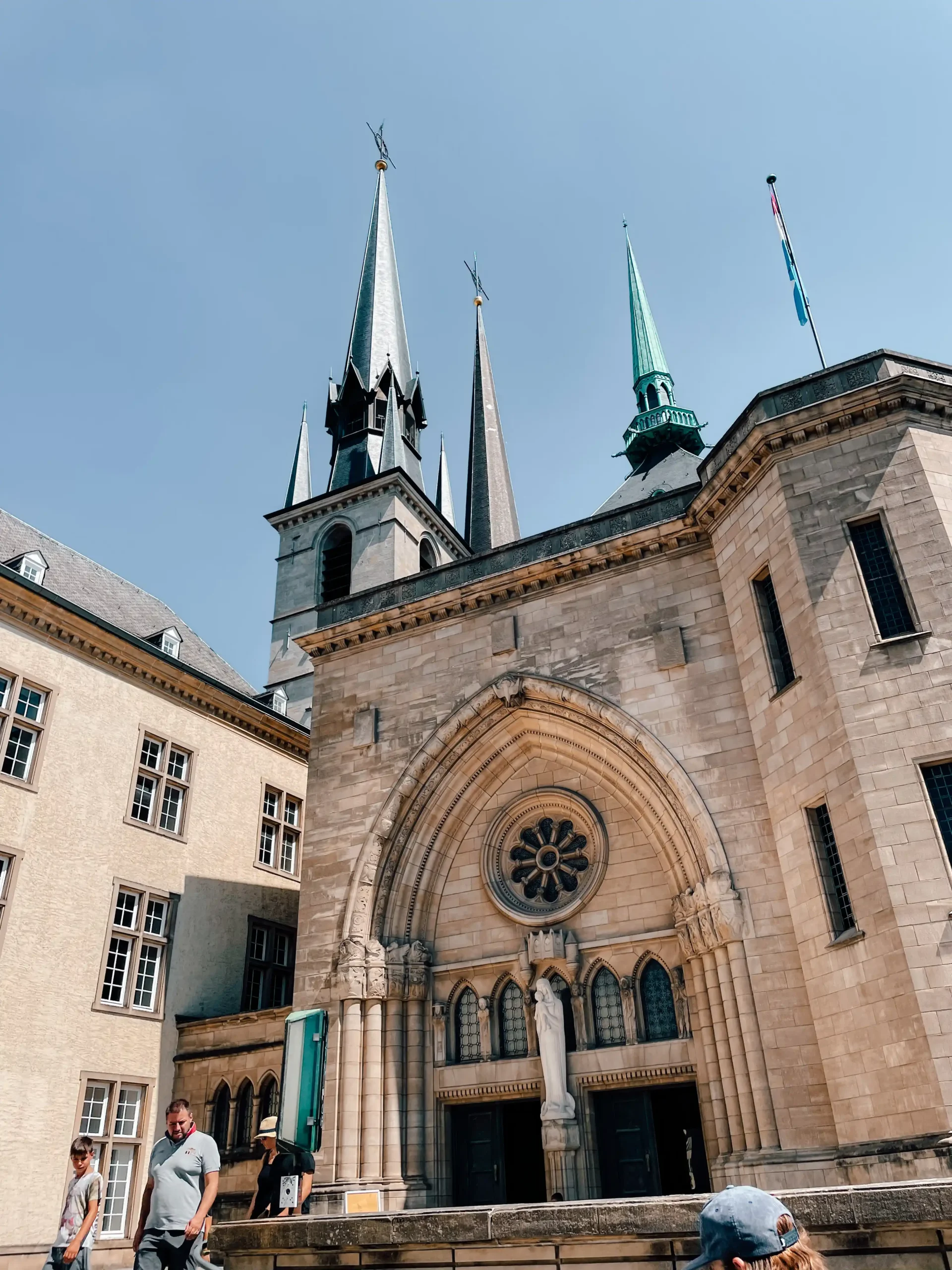 The Notre Dame Cathedral in Luxembourg City on a cloudless day