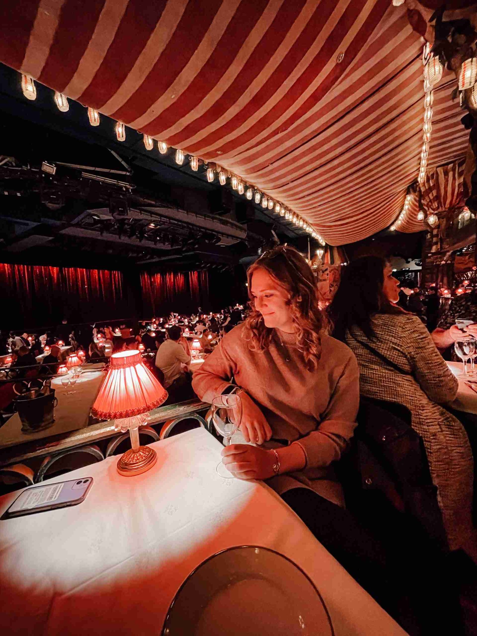 Our view of the stage inside the Moulin Rouge