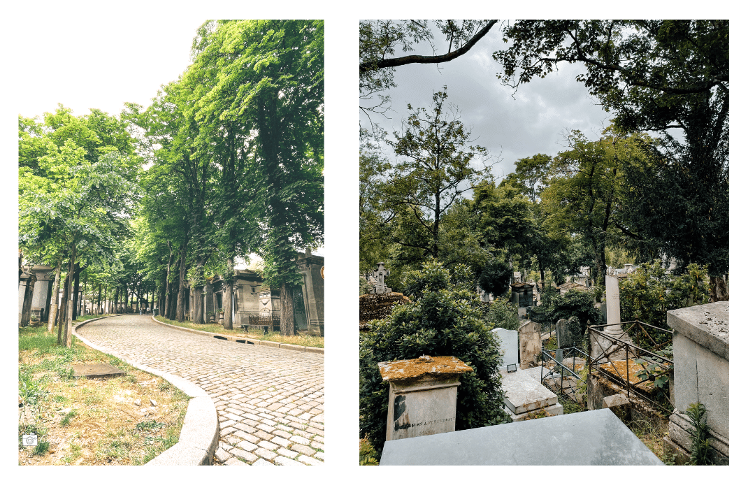 the cobblestone paths inside the Père Lachaise cemetery