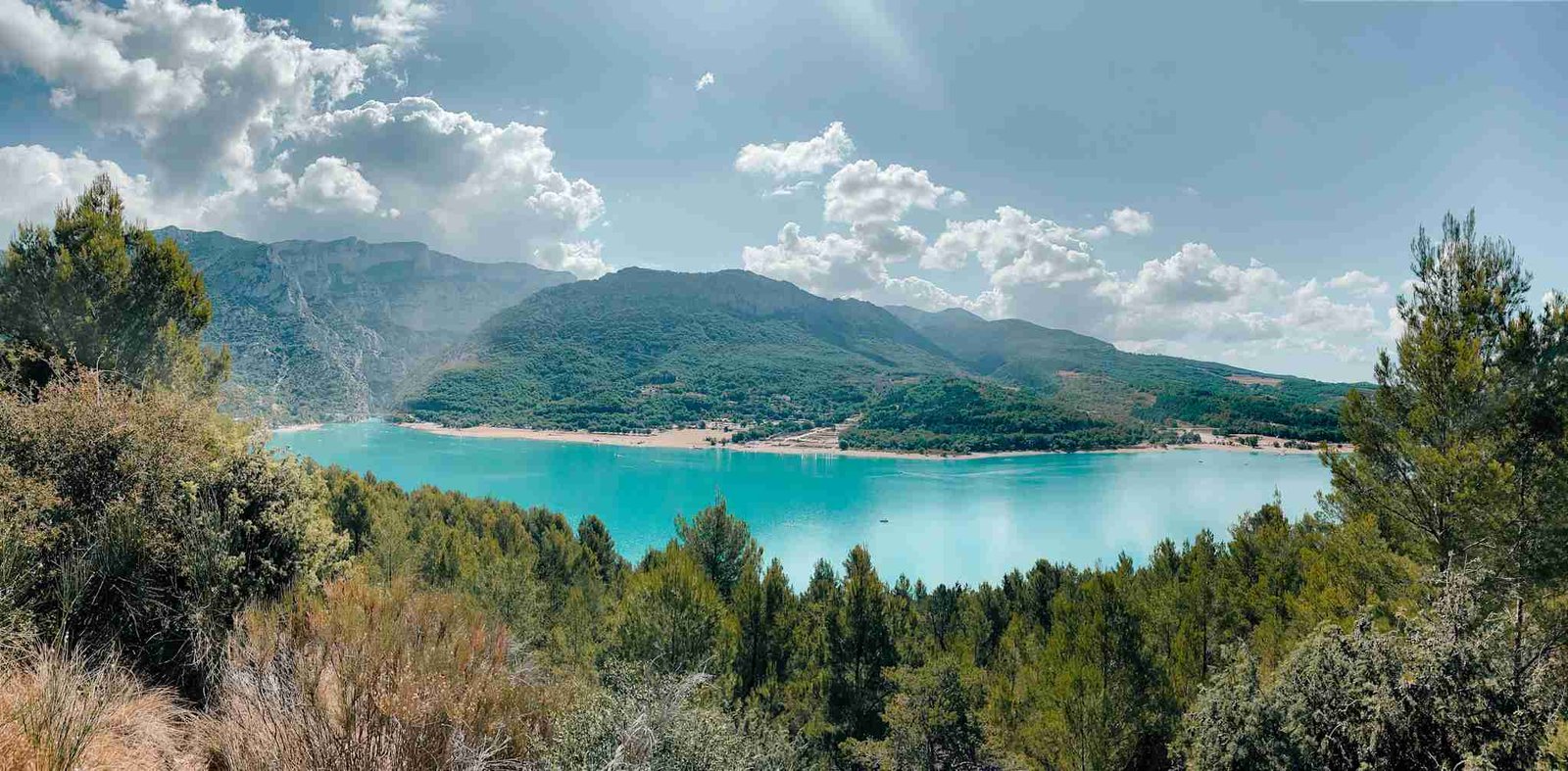 View overlooking the lake around the Gorges du Verdon