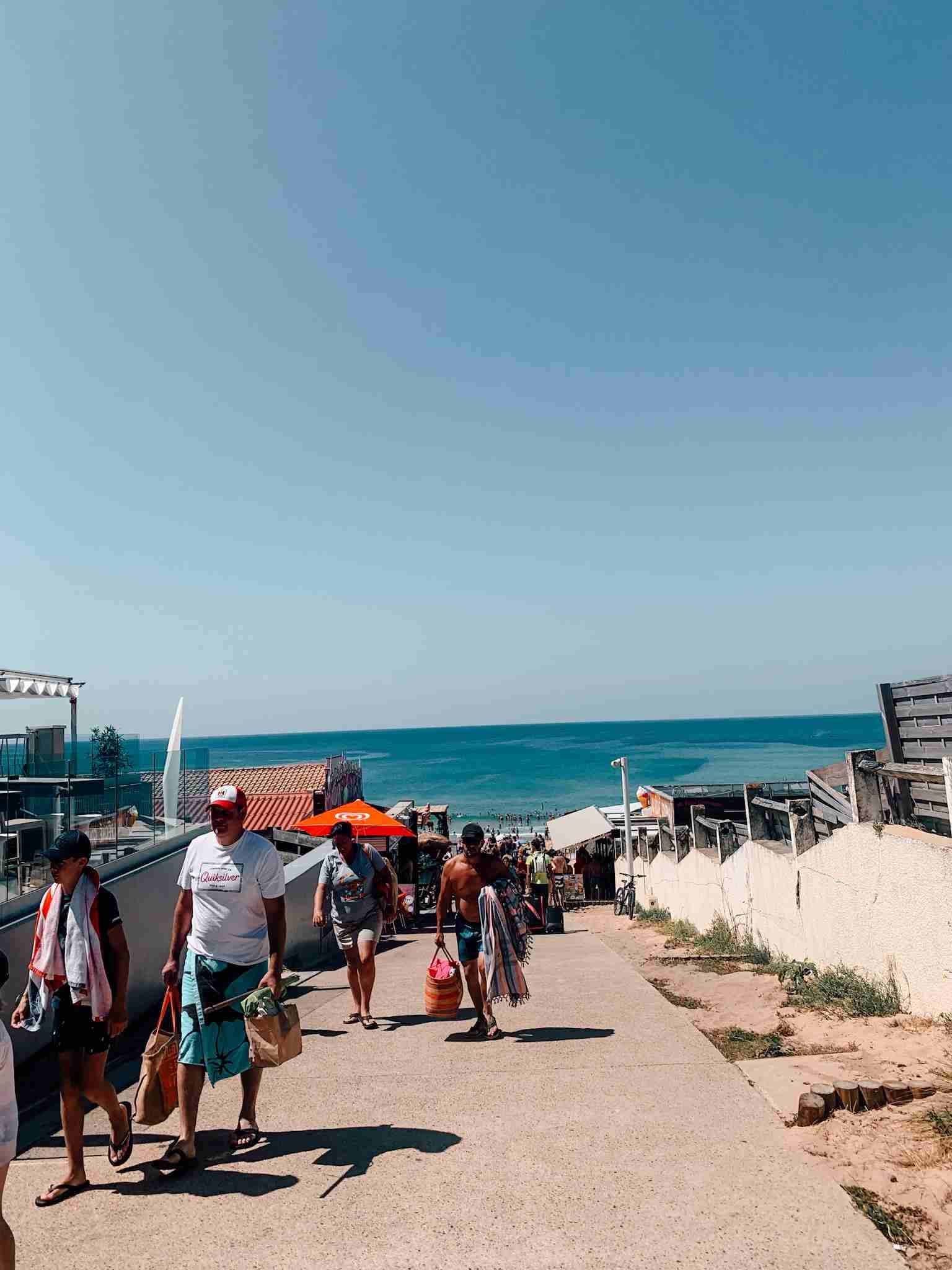 Walking to the beach in the south west of France