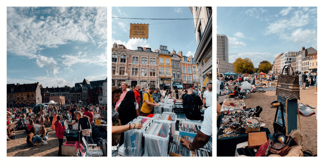 Crowds of people and stalls cover the streets of Lille for the Braderie