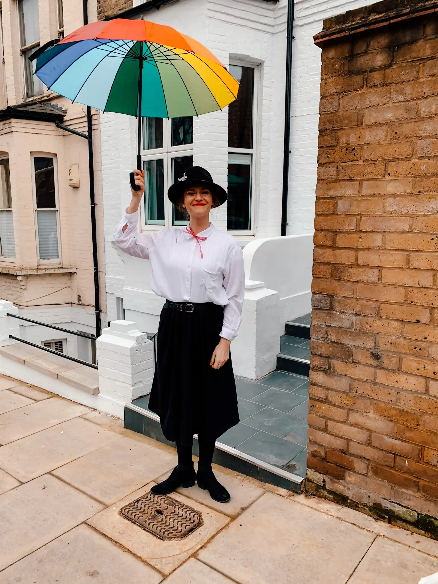A girl dressed like Mary Poppins for World Book Day in London