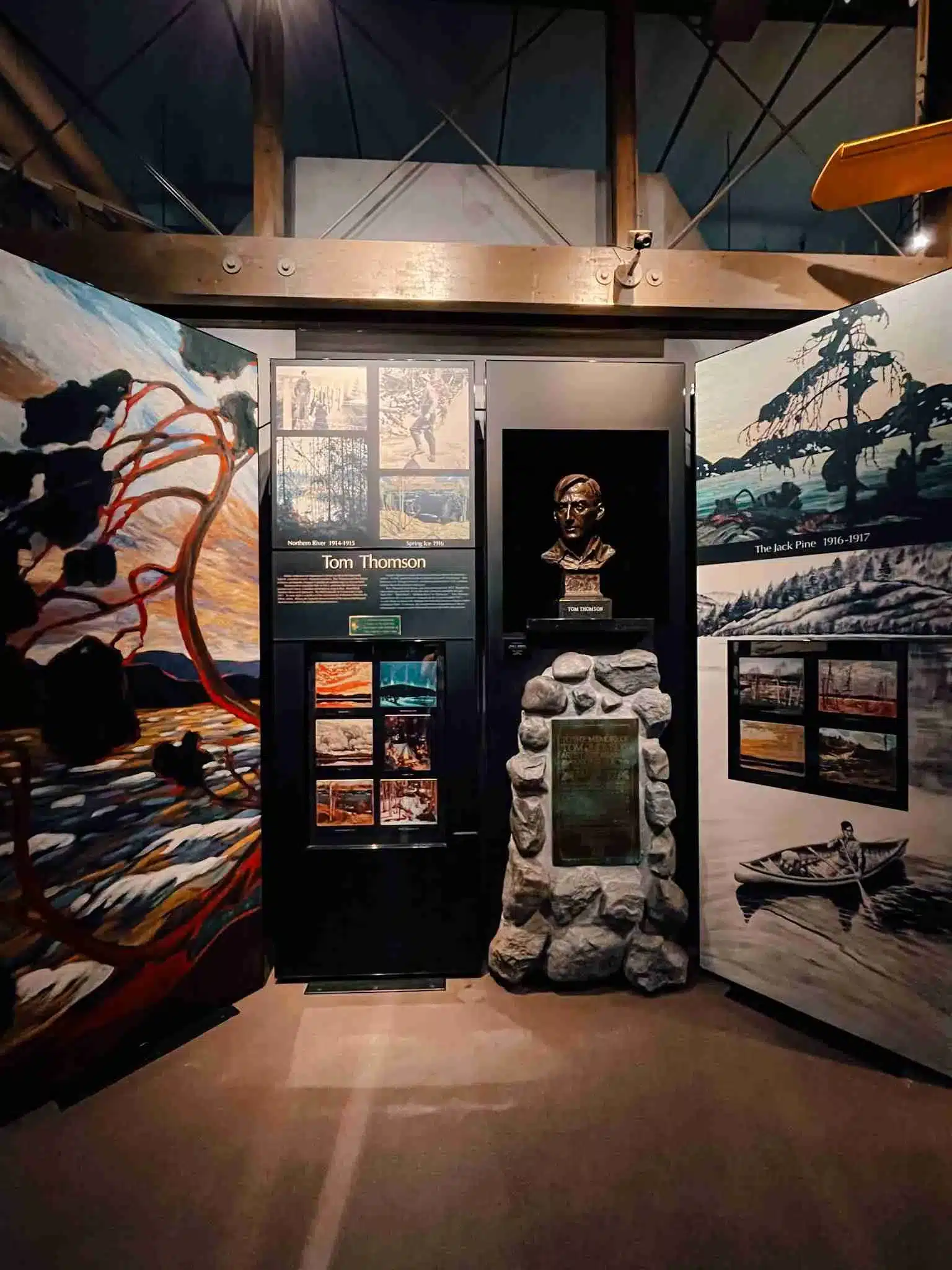 The Tom Thomson exhibit inside the visitors centre in Algonquin Park 