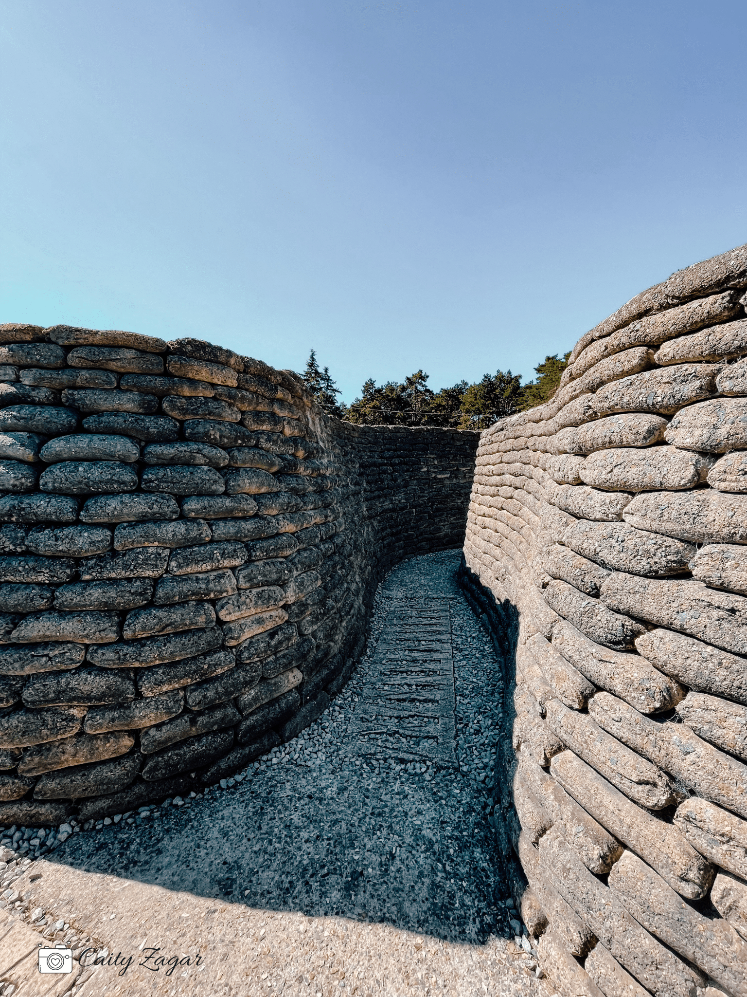 The recreated, preserved trenches at the Vimy Ridge Memorial