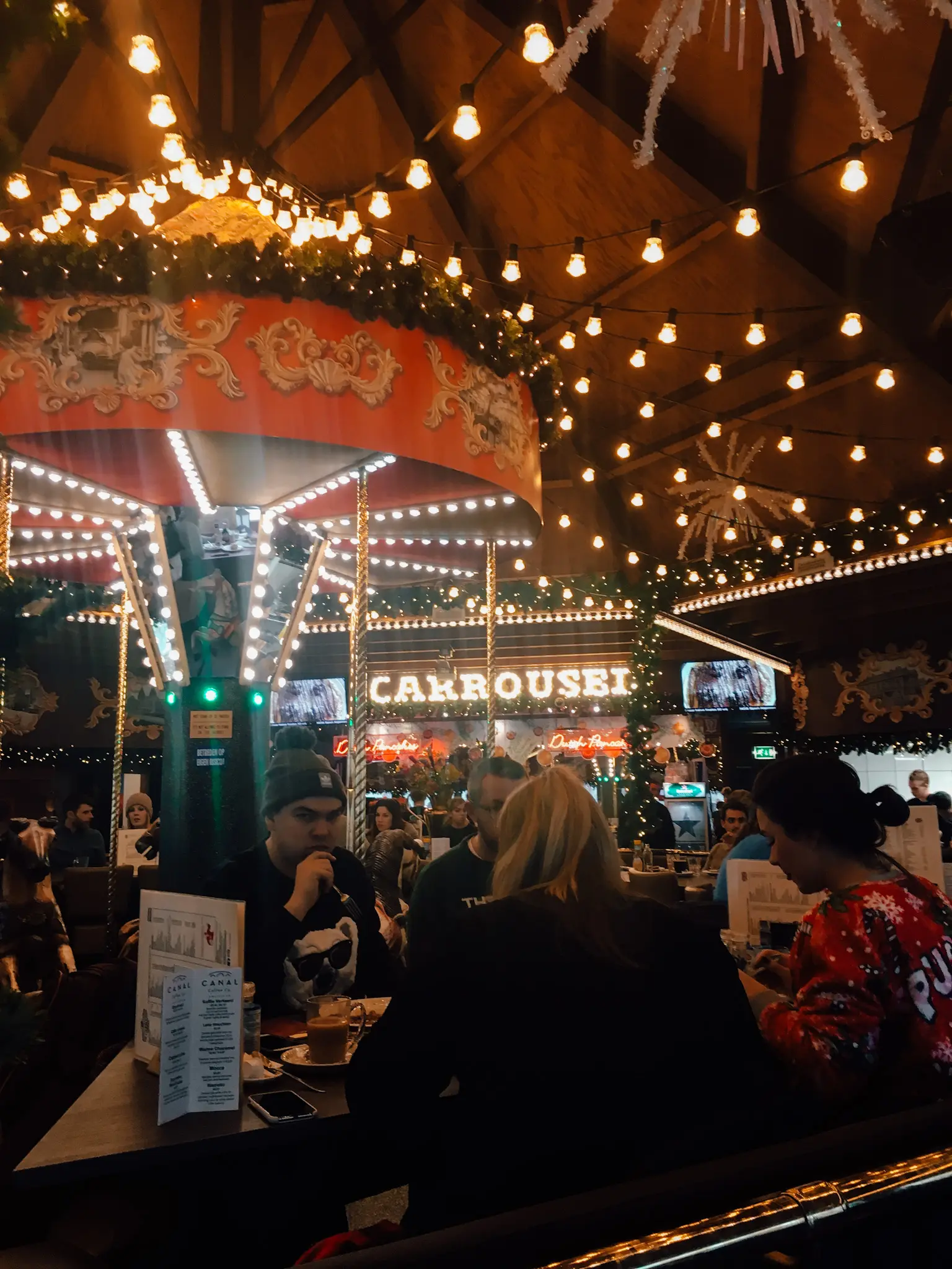 Inside the Carousel restaurant in Amsterdam, one of the cutest and most unique places to eat I came across on my visit.