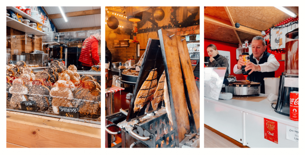 Several unique foodie finds in the Arras Christmas Market including gingerbread, salmon and savoury crepes 