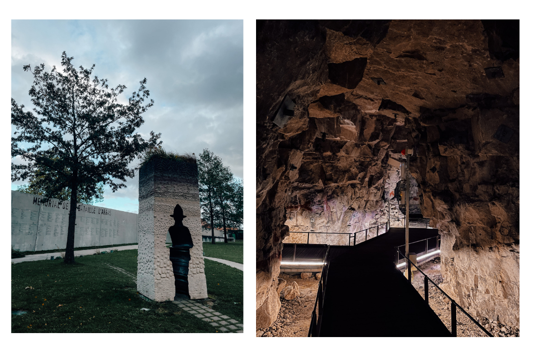 Both inside the tunnels in Arras and the outside monument 