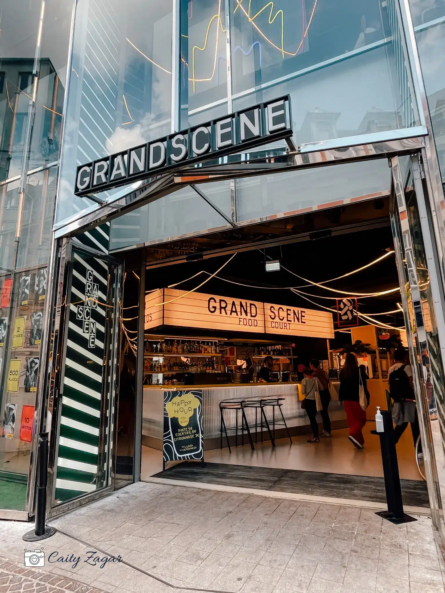the exterior of the Grand Scene restaurant food court